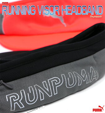 プーマ RUNNING VISOR HEADBAND メンズ/レディース サンバイザー ブラック/オレンジ 57cm/59cm 023340