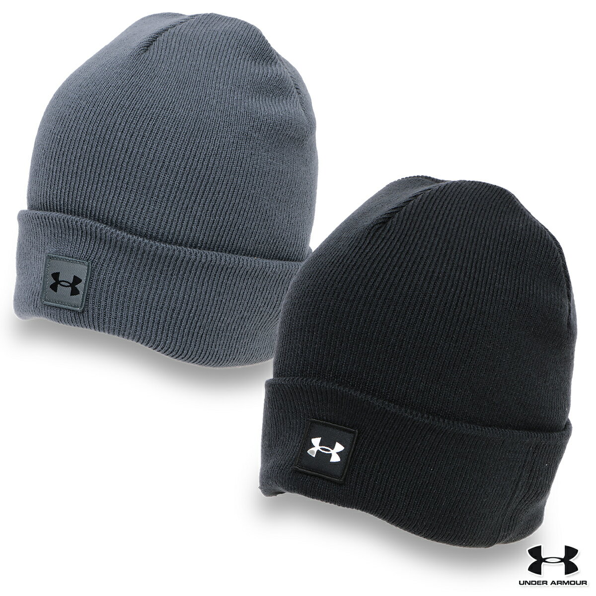 アンダーアーマー ニット帽 ビーニー 厚手 シンプル 折り返し有 メンズ レディース 男女兼用 アンダーアーマー ハーフタイム ビーニー メンズ/レディース ニット帽 ブラック/グレー 57-60cm 1373155