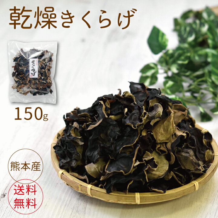 熊本県産きくらげ150g【国産 ダイエット 快便 不溶性食物繊維 β-グルカン 免疫力 乾燥きくらげ 無農薬 大容量 約1ヶ…