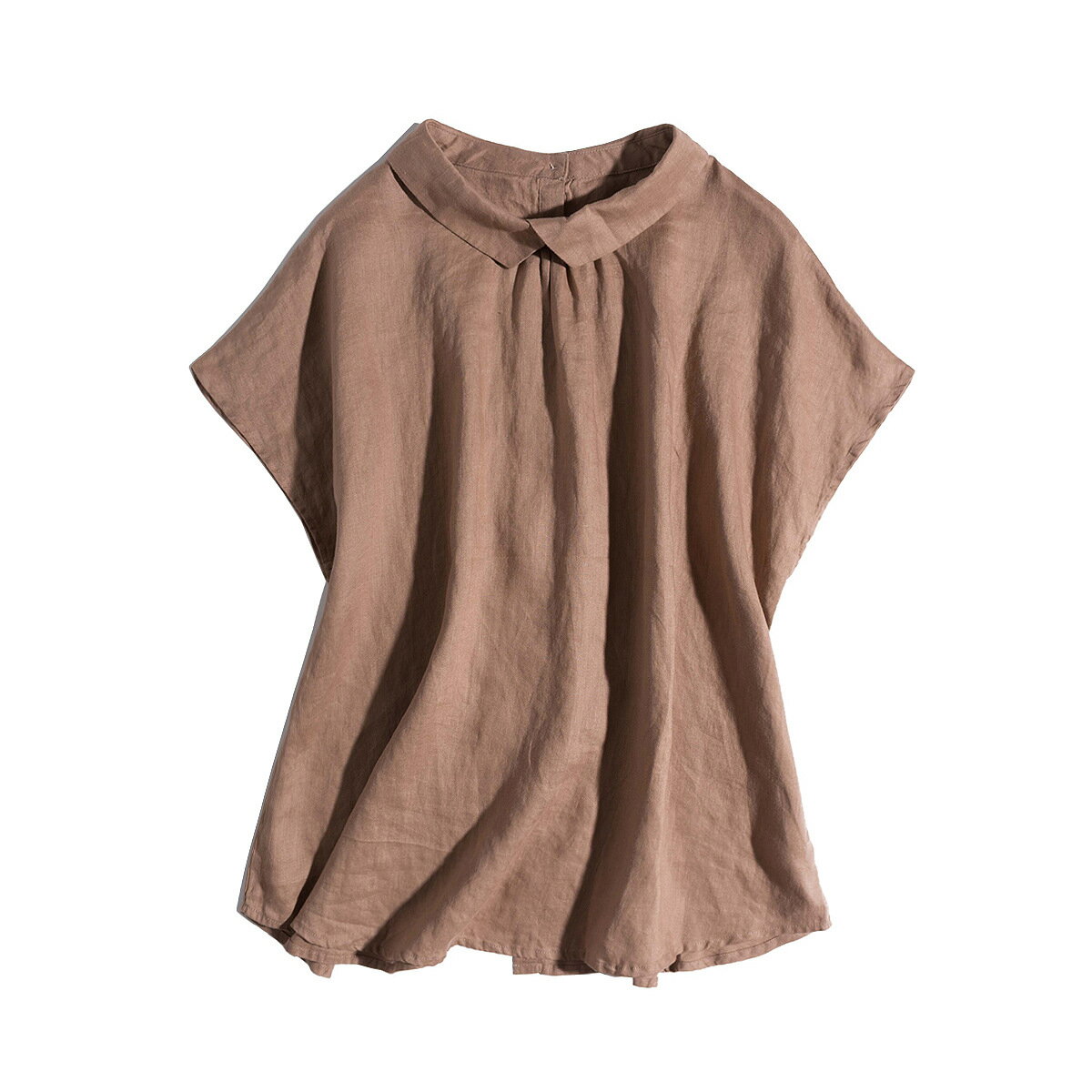 4色シャツブラウス 亜麻 綿麻通気性が良い ゆったりレディース 半袖 亜麻100％ リネン バックボタン体型カバー シンプル きれいめおしゃれ