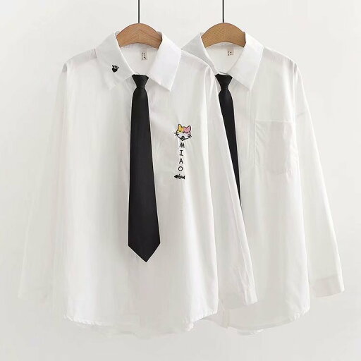 ロングシャツスクール 高校生 ホワイトシャツブラウス ネクタイ付き原宿風 ブラウス トップス ヒップホップオフィス 制服 学生 コットン コスチューム ロングシャツスクール 高校生 ホワイトシャツブラウス ネクタイ付き原宿風 ブラウス トップス ヒップホップオフィス 制服 学生 コットン コスチューム