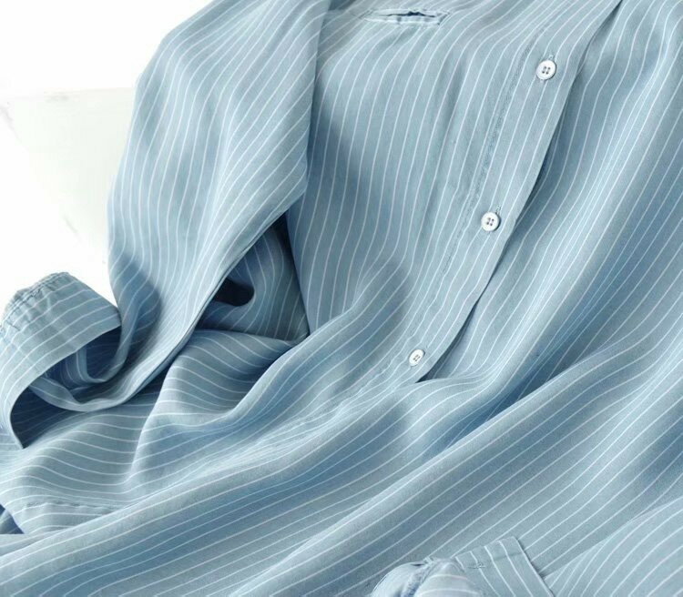 チュニックストライプ デニムシャツ後ろロング丈 レディース チュニック ライトアウター シルエット柔らかいデニムワンピース スタンドカラーシャツ