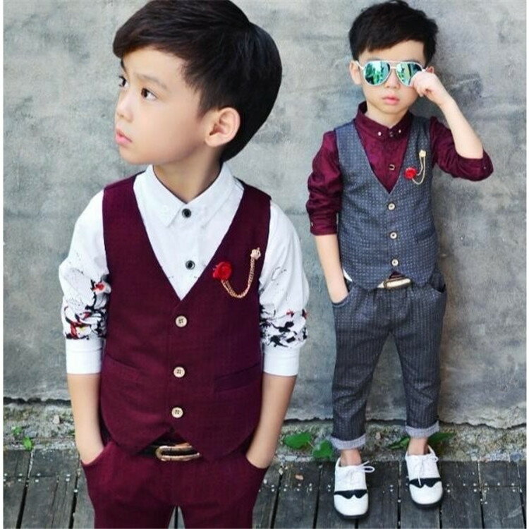 紳士風スーツフォーマル 男の子3点セットアップ パンツ+ベスト+シャツ 卒園式 入学式 子供 2-9歳 発表式 結婚式 七五三
