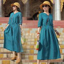 ロング丈 ワンピース ゆったりレディース 体型カバー着痩せ 母の日 プレゼント 新作 お洒落 キレイめ 夏用 涼しい20代30代40代