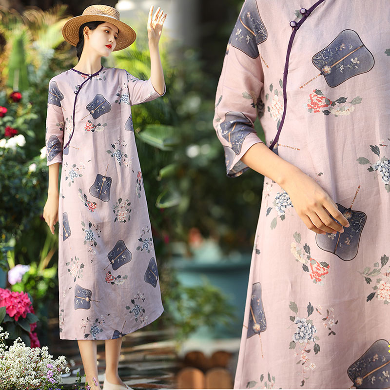 7分袖 薄手 ワンピース ゆったり 花柄 レディース 体型カバー着痩せ プレゼント 新作 お洒落 キレイめ 夏用 涼しい20代30代40代