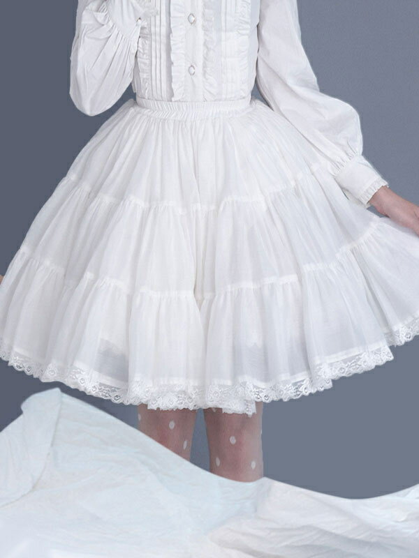 スウィートロリータSKフリルプリーツレーストリムシフォンロリータスカート