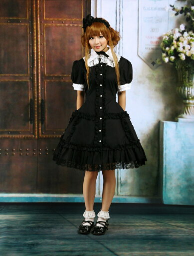 ゴスロリ ロリータ服 ワンピース ブラック オーダーメイド可能 ショートスリーブ ゴスロリ ロリータ服 ワンピース ブラック オーダーメイド可能 ショートスリーブ