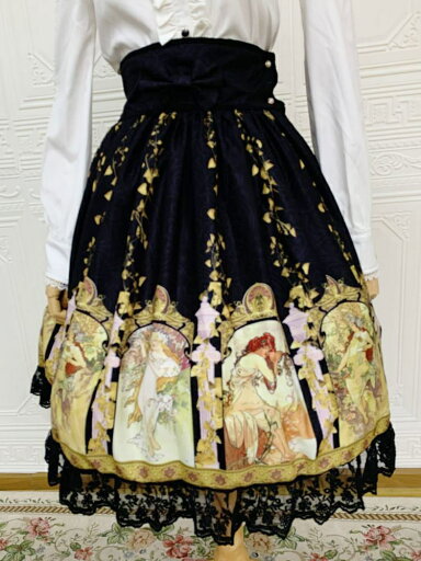 ロリータ服 スカート レトロ プリント柄 ロリータ服 スカート レトロ プリント柄