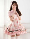 甘いピンクのレース バラ プリント ジャンパー スカート