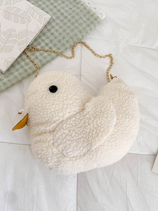 ECRUホワイトロリータバッグショートプラッシュポリエステルクロスボディバッグロリータアクセサリー