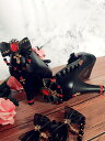 黒い弓丸いつま先PUレザーロリータシューズ