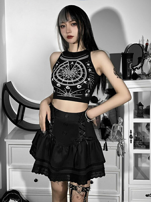 ブラックポリエステルの女性のロリータコルセット