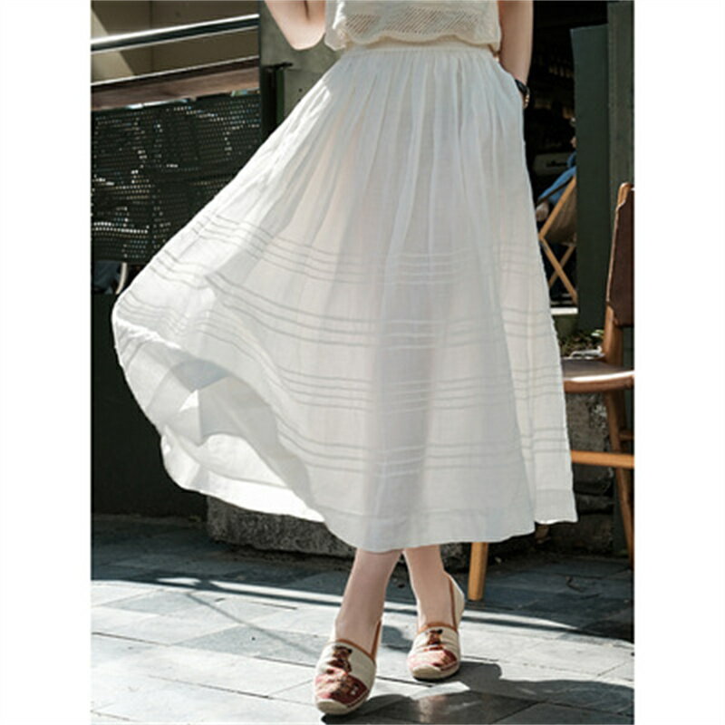 パウスカートロリータ フレアスカート ウエストゴムAライン 無地 白　ハイウエスト 大人可愛い きれいめ カジュアル 上品 お洒落 シンプルボトムスミモレ丈 コットン 膝丈 女の子 ナチュラル 体型カバー 20代30代40代50代