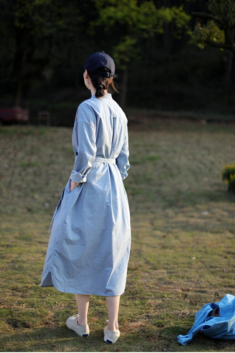 デニム シャツワンピースロングシャツ レディース ゆるシャツ ボタンシャツ シャワンピース ライトアウター 着痩せ コーデ 前開き 無地 長袖 薄手 通勤 BF風 ルーズ 2