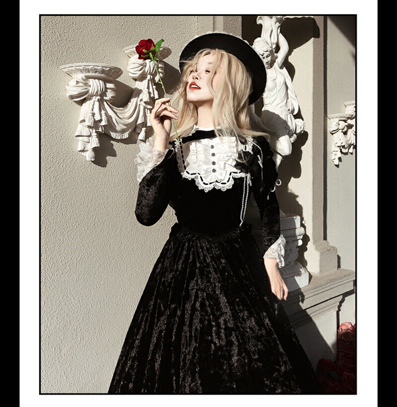 古城の囁き秋冬ゴシックロリータOP マントセット 暗黒幻想テイストのエレガントなシルエット防寒仕様多..