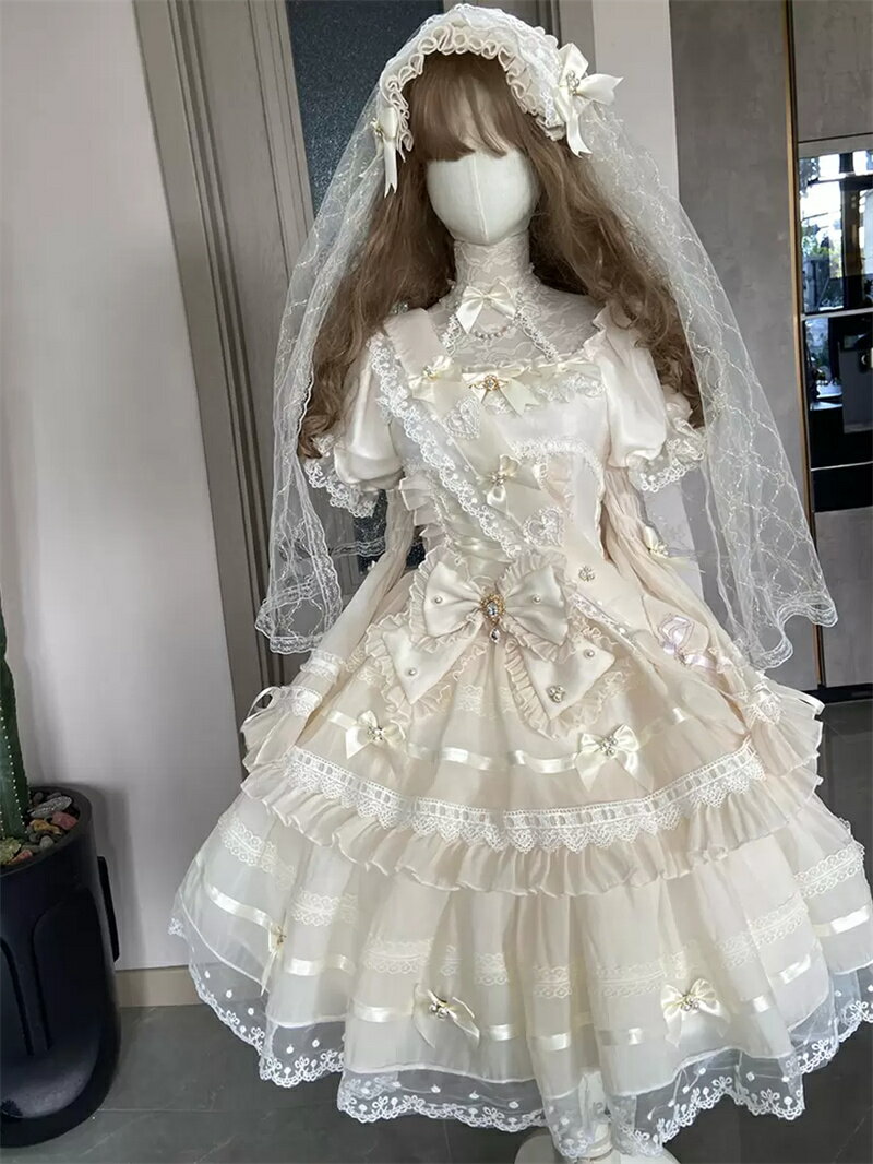 甘いロリータドレスプリンセススカート スイートロリータドレス ポリエステル半袖 ...