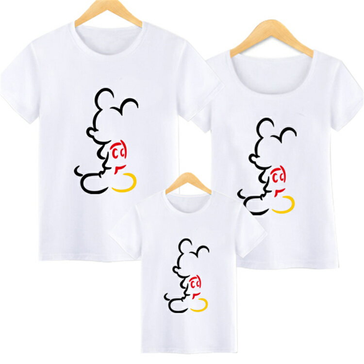 親子服 親子ペアルックカップルTシャツミッキーマウス t シャツレディースママと娘...