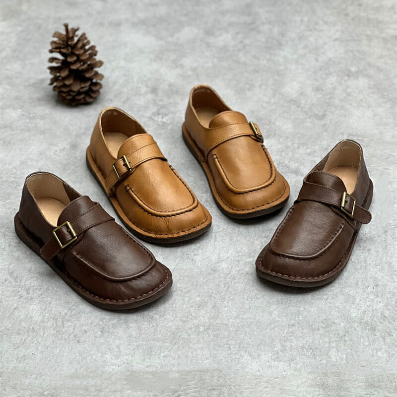 コインローファー 本革 レディース歩きやすいフラットヒール パンプス 通勤スリッパサンダルバレエシューズ ローヒール パンプス美脚 シンプル ブラウン