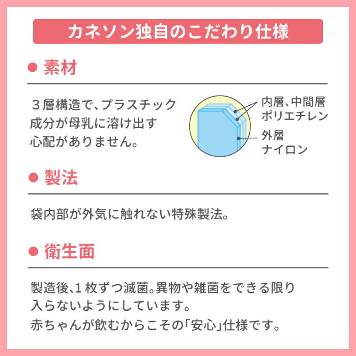 【カネソン公式】kaneson正規品 母乳バッグ 100ml 50枚入| カネソン公式 母乳 母乳バッグ 母乳保存 滅菌済み さく乳 搾乳 冷凍パック 搾乳パック 母乳パック 授乳 出産 育児 ママグッズ マタニティー用品 出産準備 3