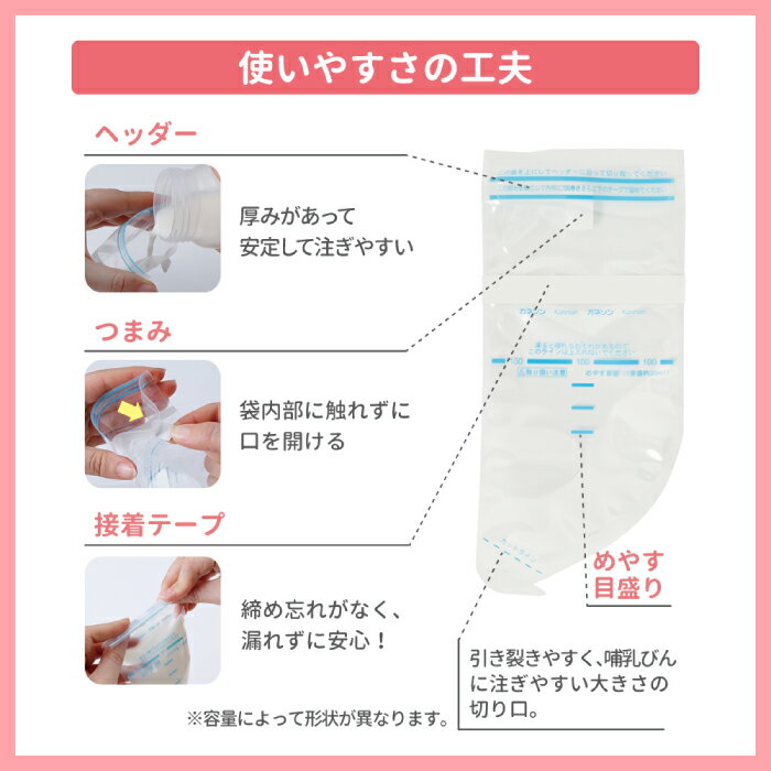 お買い物マラソン ポイント20倍！【母乳保存100枚】母乳バッグ 100ml Kaneson正規品 |カネソン公式 kaneson 母乳 母乳バッグ 母乳保存 滅菌済み さく乳 搾乳 冷凍パック 搾乳パック 母乳パック 授乳 出産 育児 ママグッズ マタニティー用品 出産準備 2