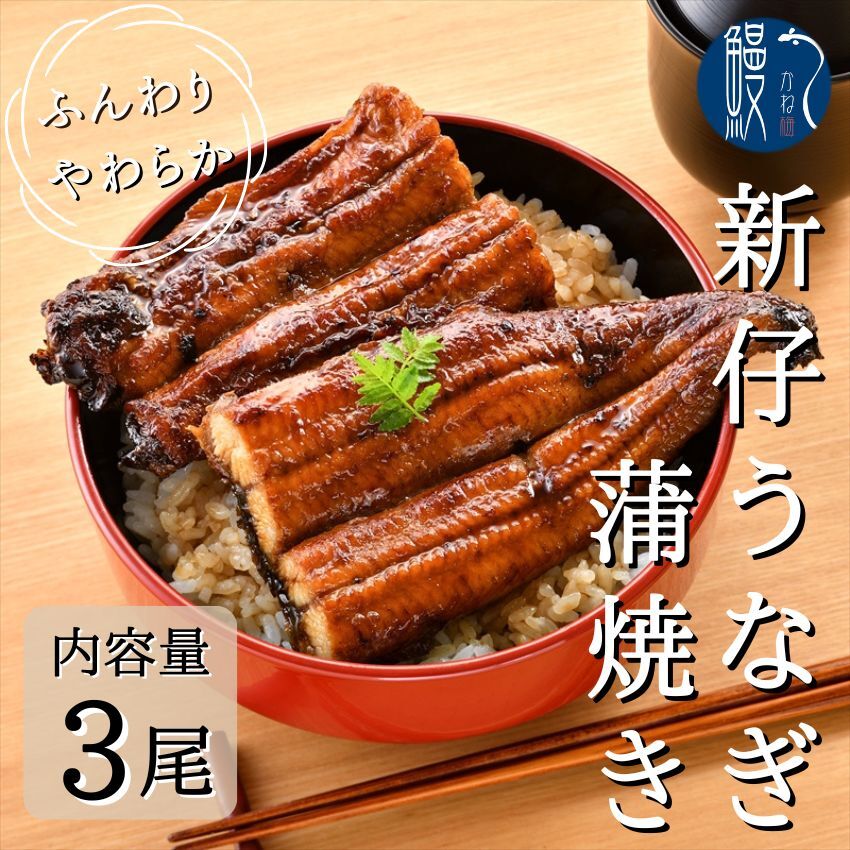 3尾　うなぎ蒲焼き　新仔うなぎ　炭火焼き　愛知 三河一色産 うなぎ 蒲焼き 長焼き有頭 三河一色産 鰻　ウナギ　国産　かね梅　プレゼント　グルメ　送料無料