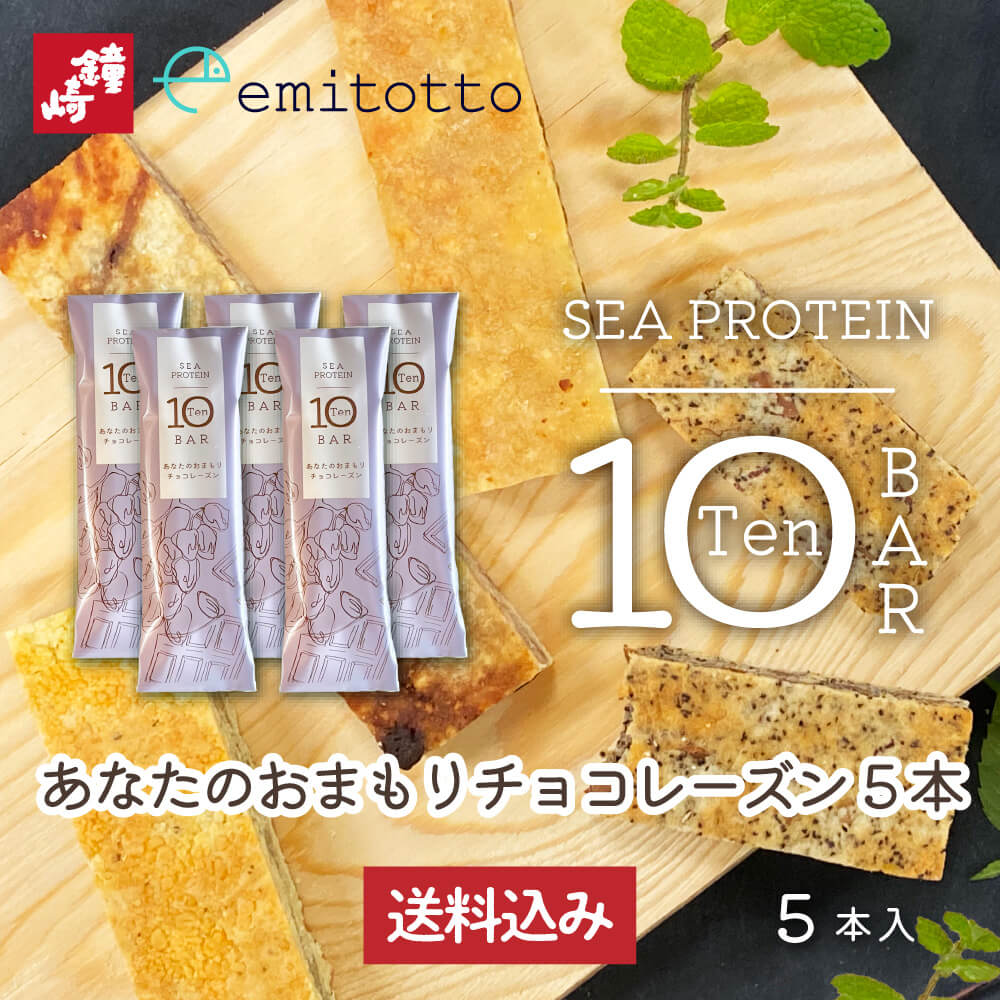 【 あす楽 】【お昼12時】 送料込み シープロテイン10BAR 5本入り（あなたのおまもりチョコレーズン5本） プロテイン プロテインバー ソイプロテイン フィッシュプロテイン（冷凍便）