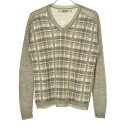 【中古】FACTOTUM / ファクトタム0172507 チェックVネックサマー長袖ニットセーター【caceadca-m】