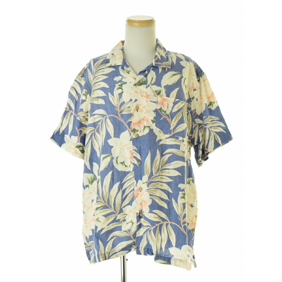 【中古】POLO RALPH LAUREN / ポロ ラルフローレン90s〜 リネン ハワイアン アロハ オープンカラー半袖シャツ【cacfbabg-m】
