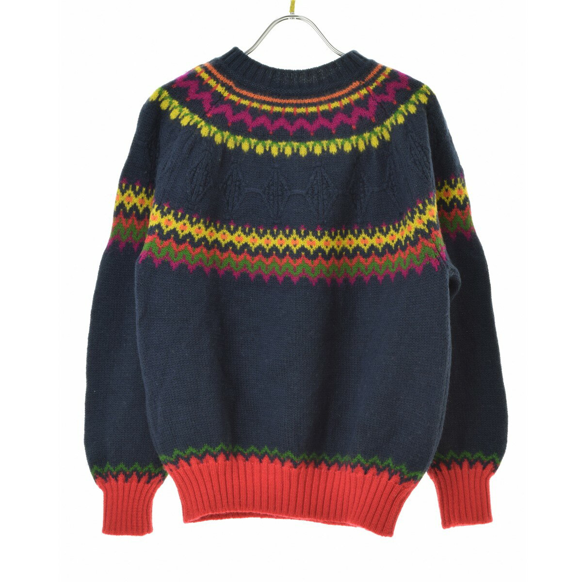 【中古】UNITED COLORS OF BENETTON / ベネトン〜90s イタリア製 ジャガードウール長袖ニットセーター【cacgadah-l】