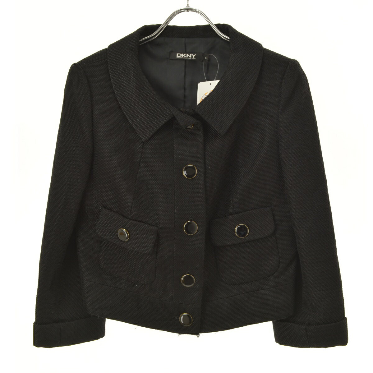 【中古】DKNY / ダナキャランニューヨークウール混ショート七分袖ジャケット【cacfbccb-l】