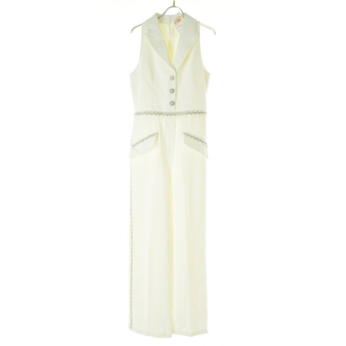 MOTFPREMIUM FAUX PEARL BEADED PRESS CREASE JUMPSUITオールインワン