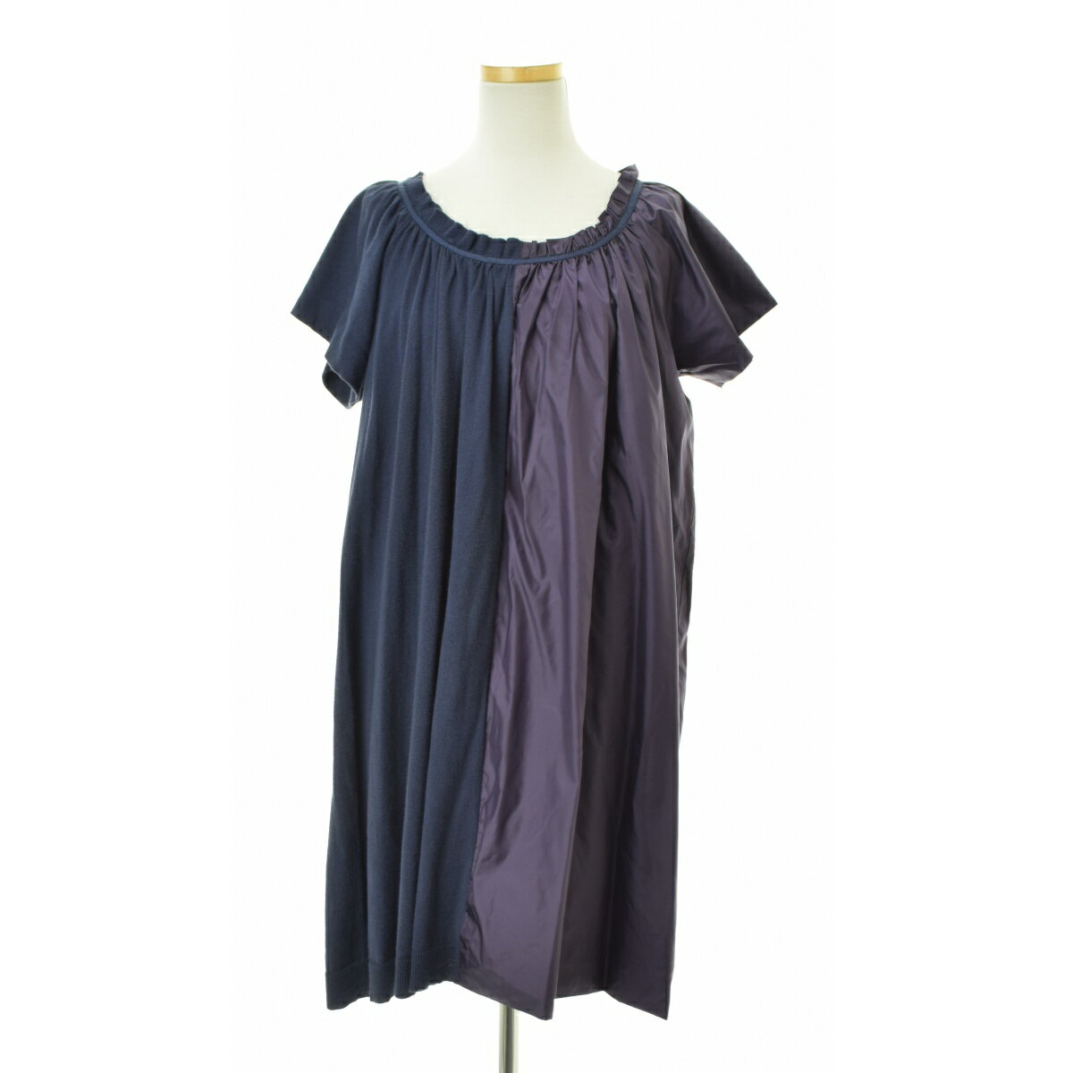 Rakuten - 【中古】sacai luck / サカイラック10SSLU126 異素材切替 ギャザーネック半袖ワンピース【cacfagag-l】