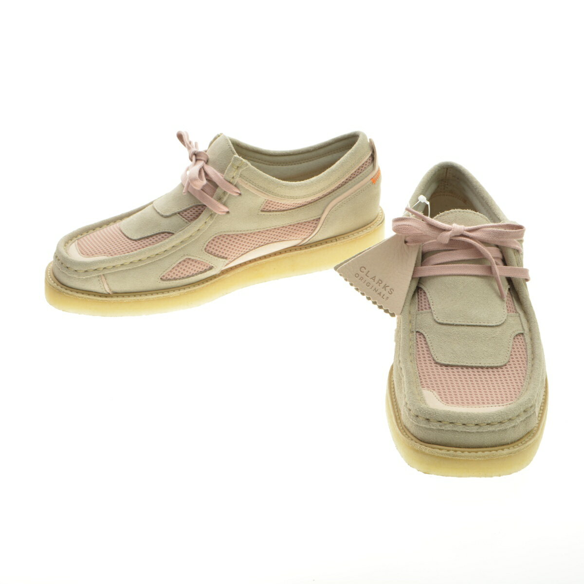 【中古】CLARKS × UNION / クラークス × ユニオンWALLABEE UNLA LIGHT PINK COMBIレザーシューズ【caceadce-z】