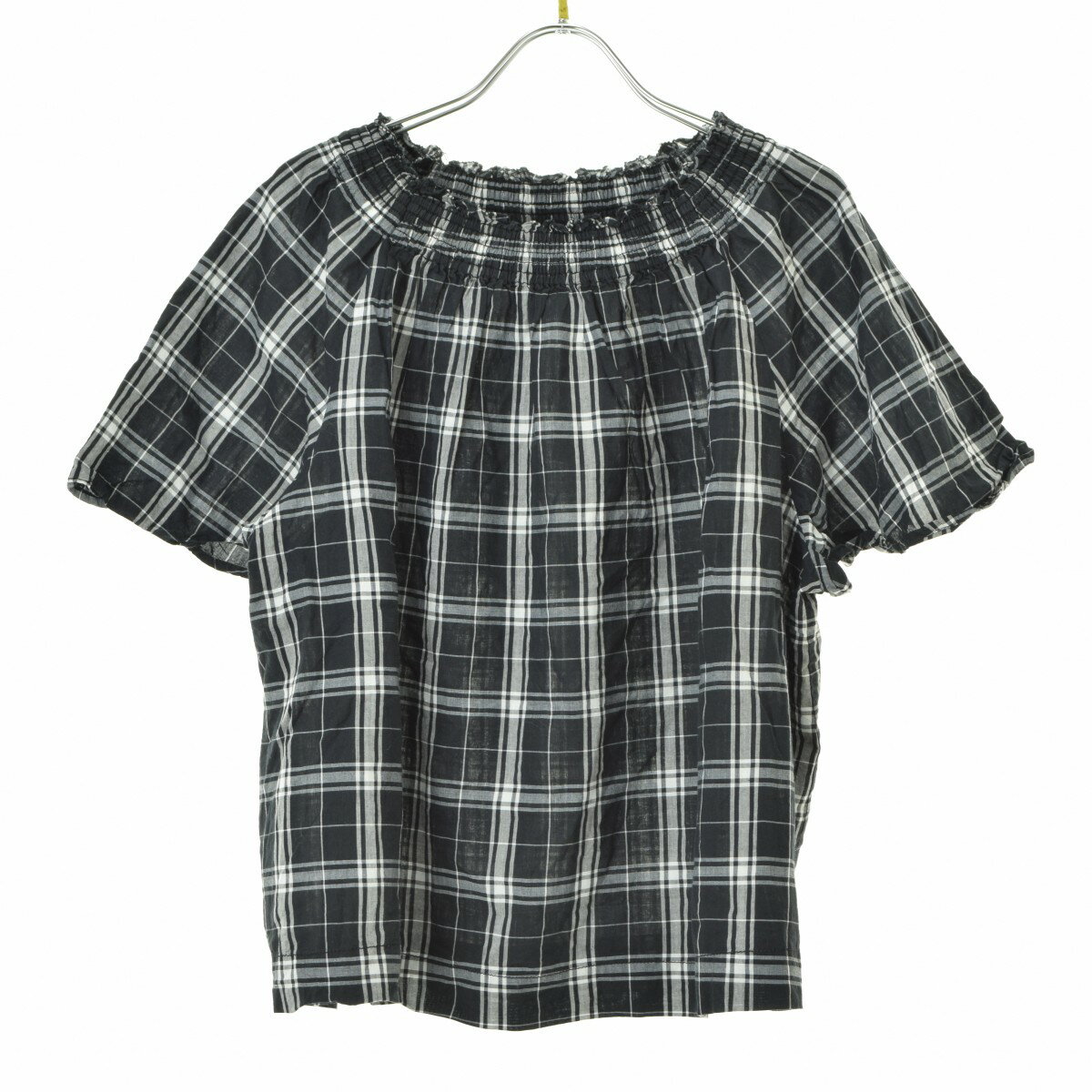 【中古】pual ce cin / ピュアルセシンチェック プルオーバー半袖ブラウス【cacgadba-l】