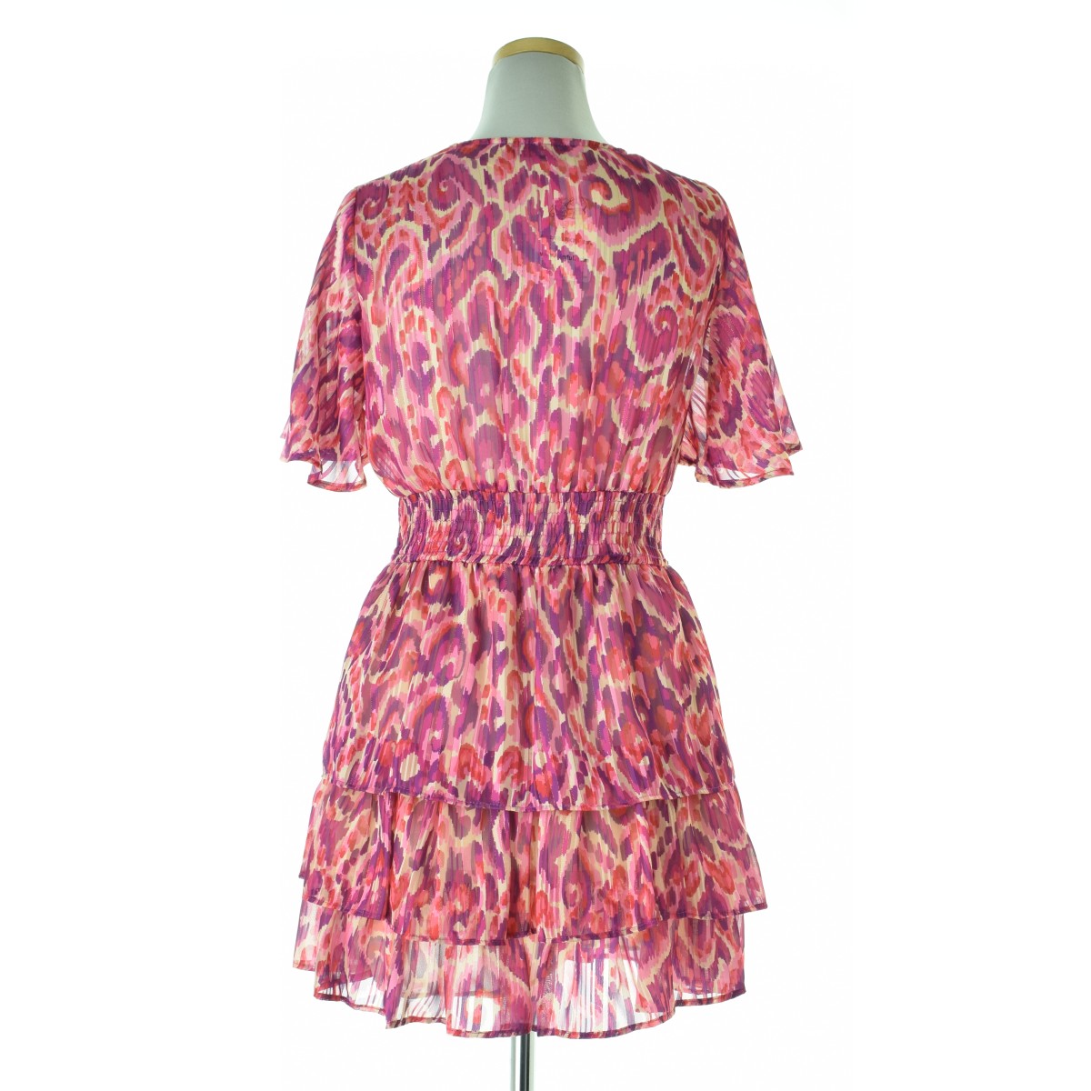 【中古】ZARA / ザラ8251/182/330 Vネック ティアード 総柄 ミニドレス半袖ワンピ...