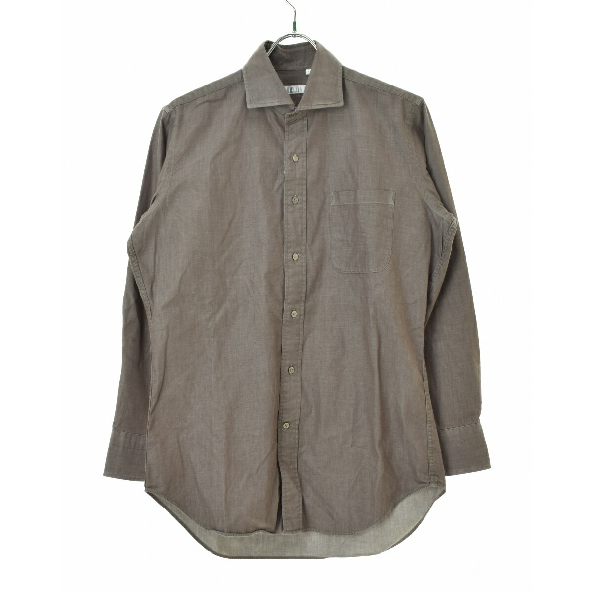 【中古】SUIT SELECT / スーツセレクトCT243006-1 ワイドカラー ブラウン インディゴ染め長袖シャツ【cacgafbf-m】