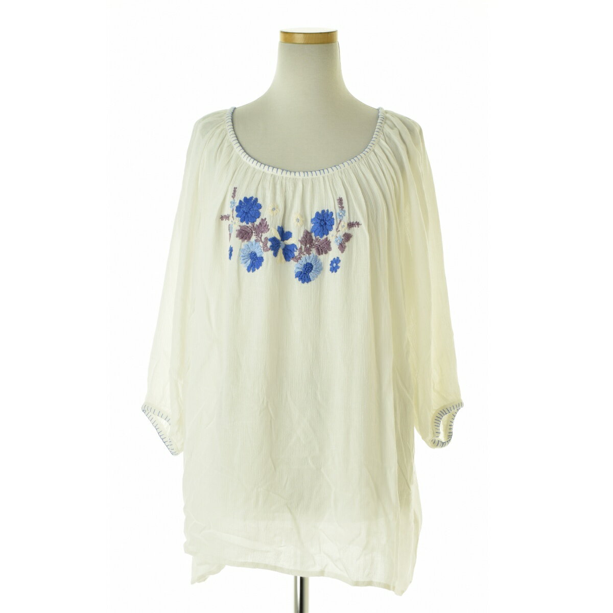 【中古】Amina × Discoat / アミナ × ディスコート刺繍七分袖ブラウス【cacfbaaj-l】