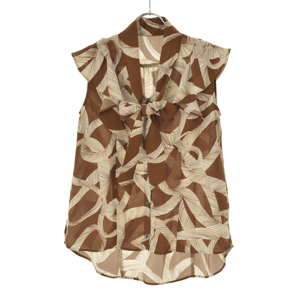 【中古】【期間限定値下げ】GRACE CLASS / グレースクラス29341167 リボンプリント ボウタイノースリーブブラウス【cacfahag-l】