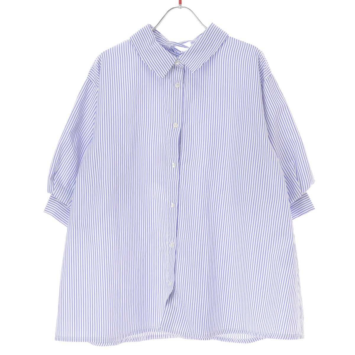 【中古】NICE CLAUP / ナイスクラップcontinuer de NICE CLAUP ストライプパフスリーブ七分袖ブラウス【cacgaiai-l】