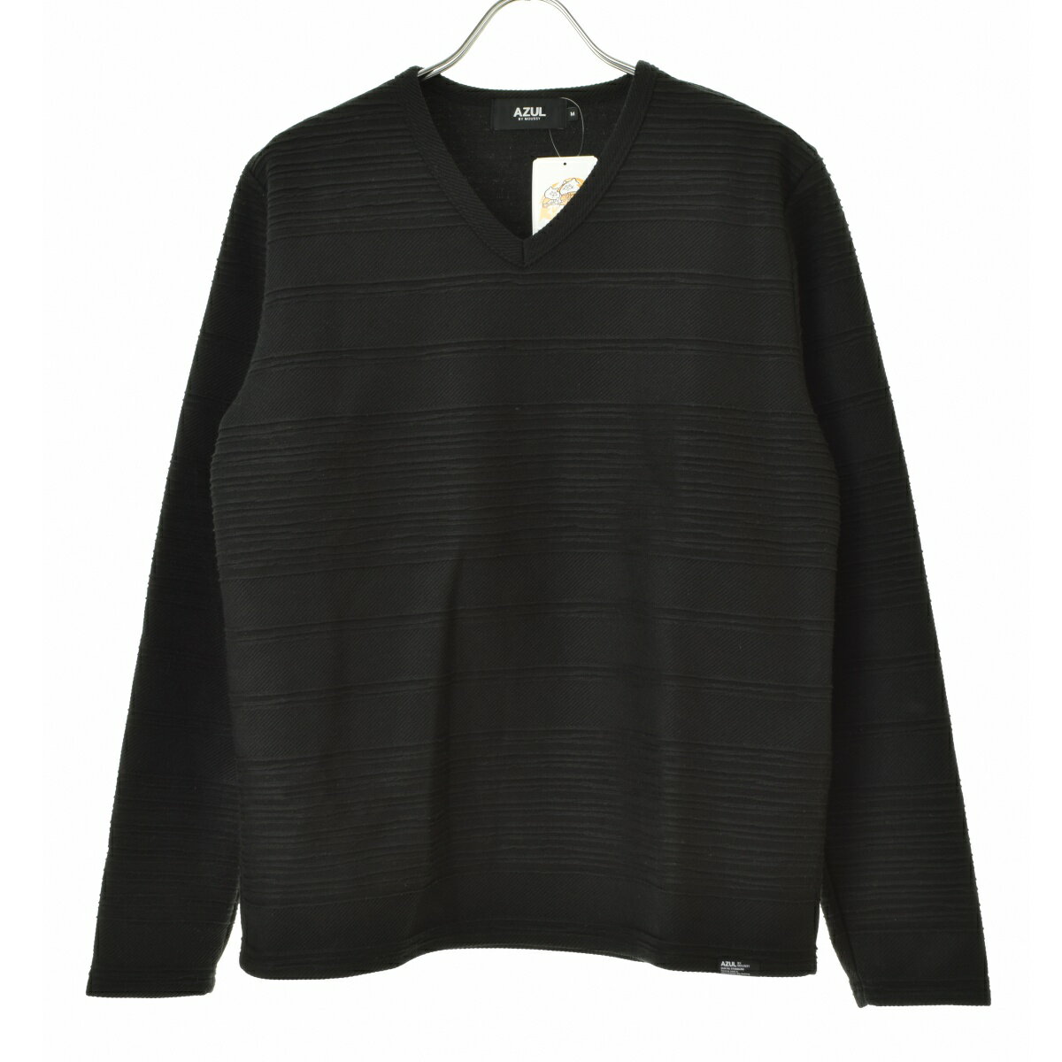 【中古】【期間限定値下げ】AZUL by moussy / アズールバイマウジー251EAC80-222I RANDOM TACK BORDER V/N TEE ランダムタックボーダー長袖カットソー【cacfbabj-m】