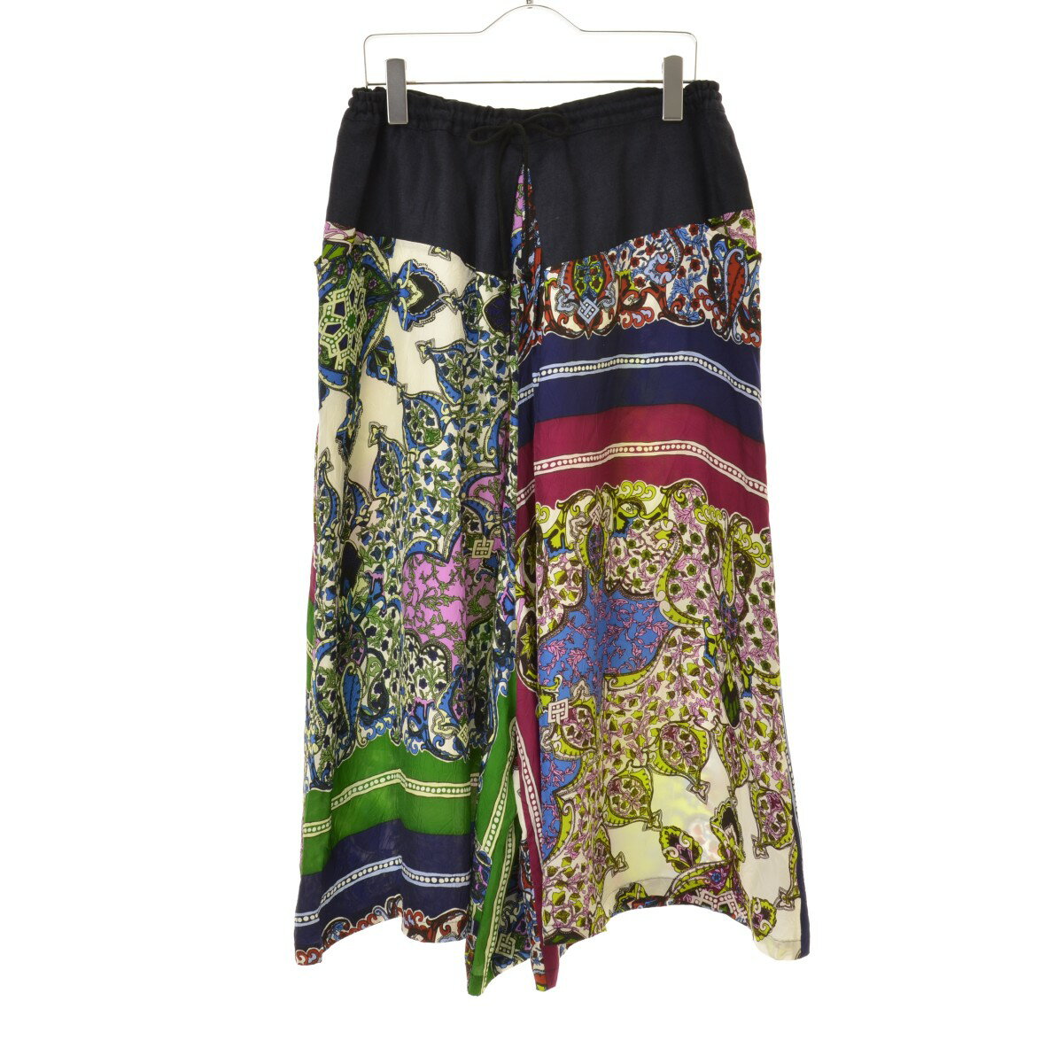 【中古】Y'S / ワイズYY-P11-205 アシンメトリー スカーフ柄 総柄 サルエルワイド ハカマガウチョパンツ【cacgabda-l】