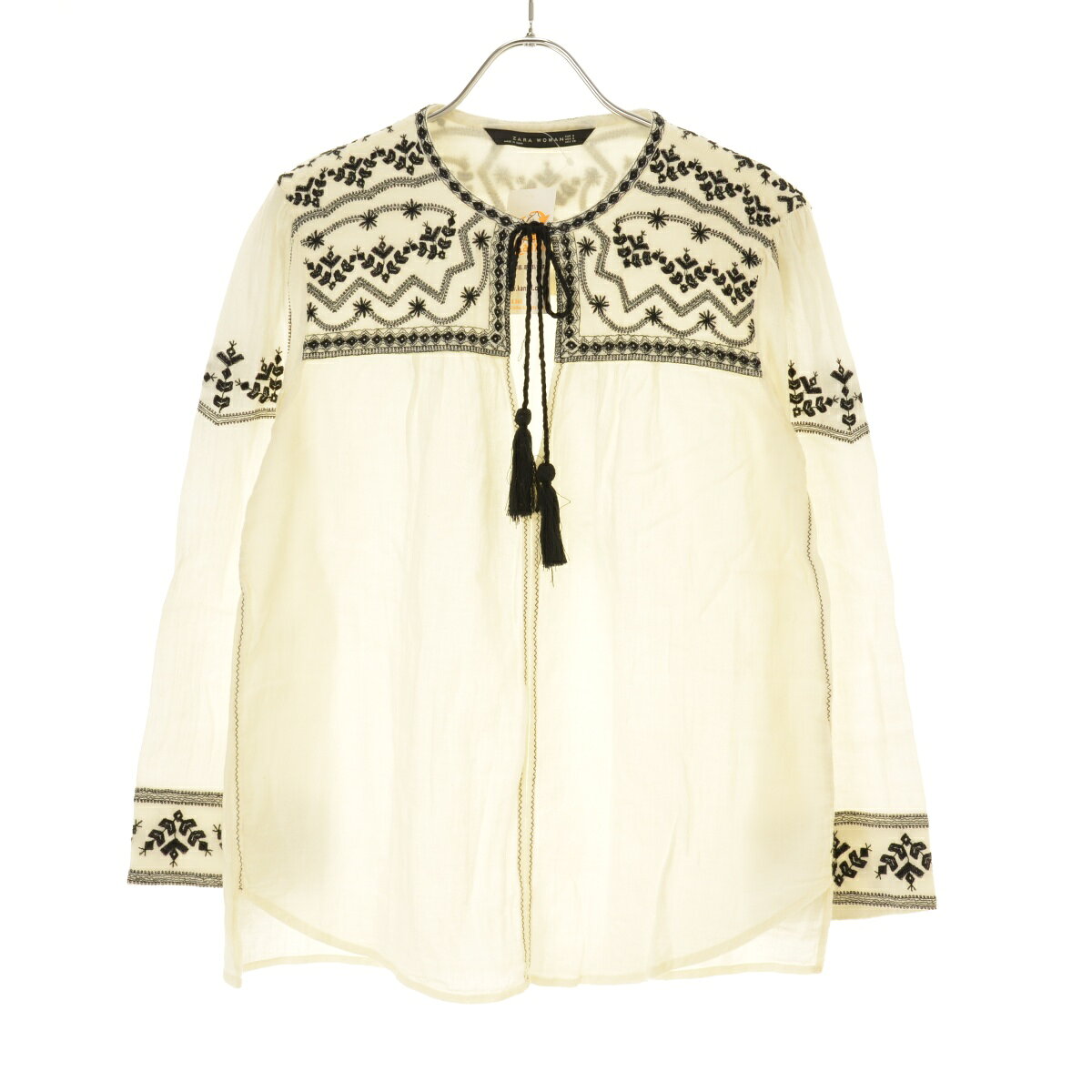 樂天商城 - 【中古】【期間限定値下げ】ZARA WOMAN / ザラウーマンシャーリング刺繍長袖ブラウス【cacfbcbb-l】