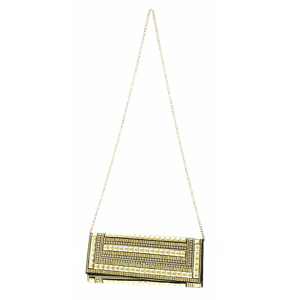 BCBG Max Azriaのゴールドメタリック仕上げのレディースクラッチバッグ 最先端 BCBG Max Azriaのゴールドメタリック仕上げのレディース