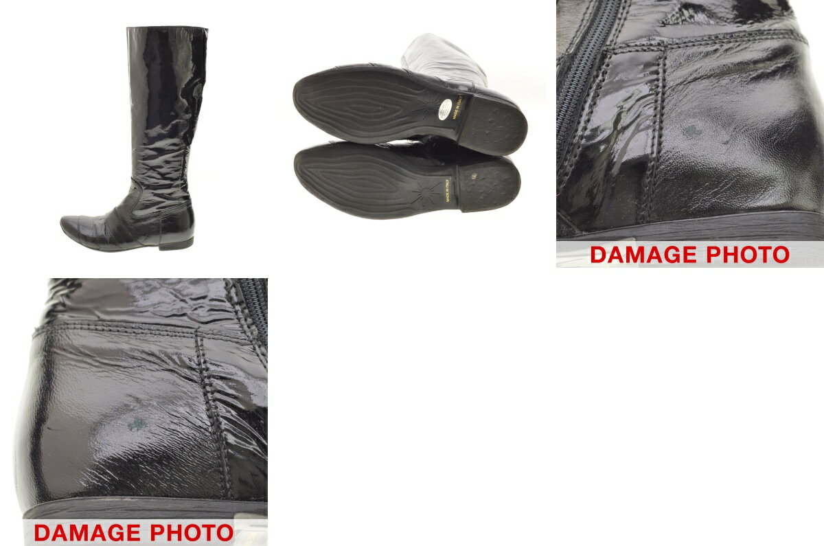 【中古】【期間限定値下げ】Ferieパテントサイドジップブーツ【cacdbbbg-z】