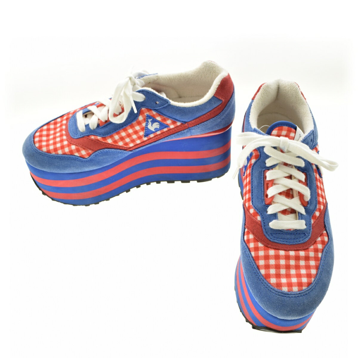 【中古】le coq sportif × CANDY STRIPPER × CHAPTER / ルコック × キャンディーストリッパー × チャプターペペギンガムハイソールスニーカー【cacgacbb-z】