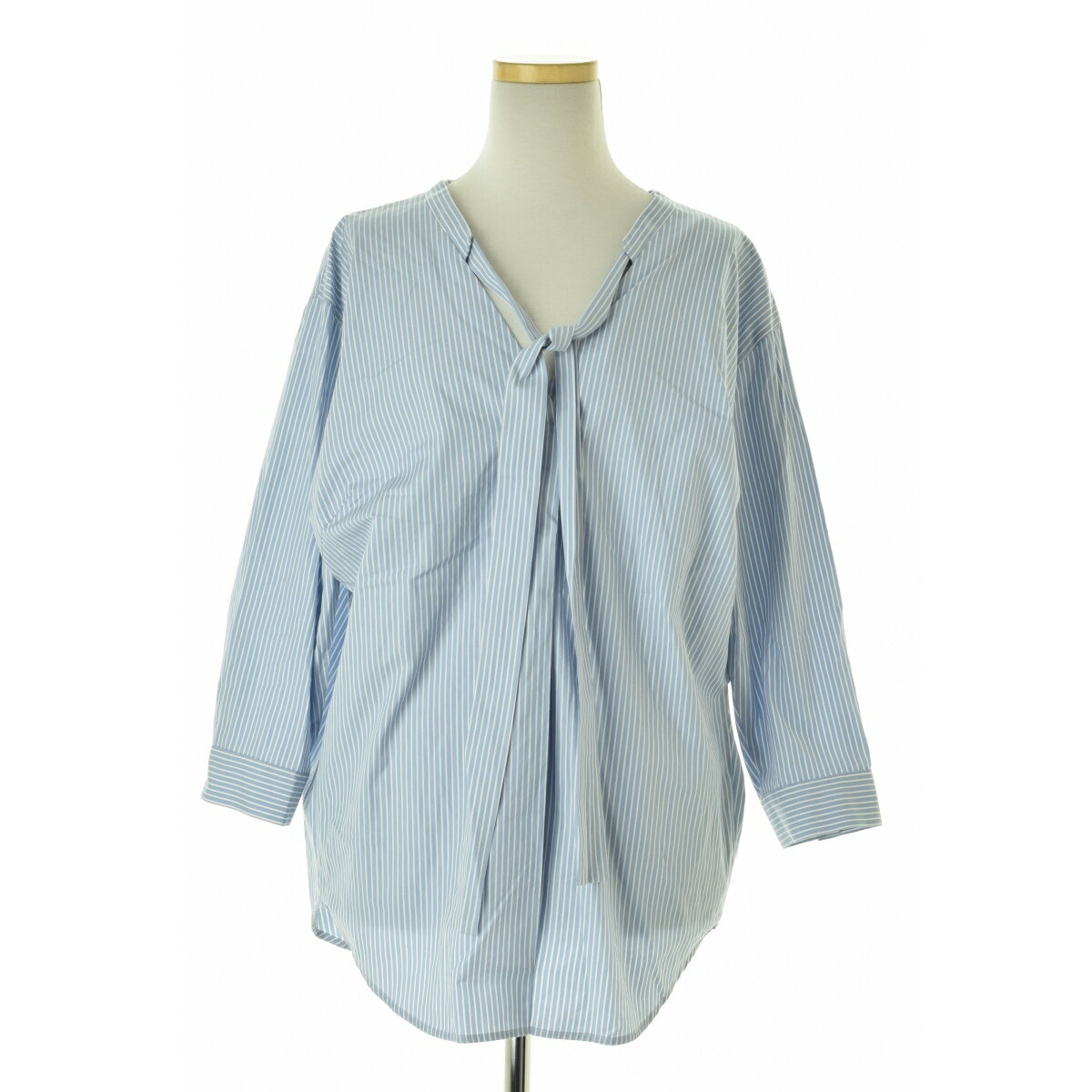 【中古】【期間限定値下げ】Mystrada / マイストラーダストライプ ボウタイ七分袖ブラウス【cacfabbi-l】