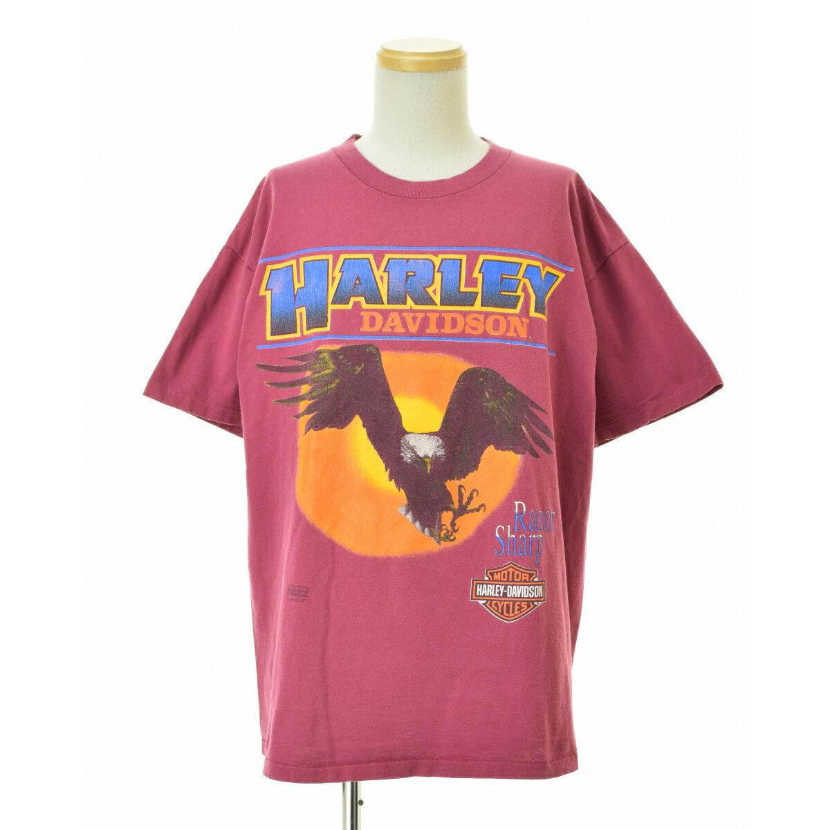 【中古】HARLEY DAVIDSON / ハーレーダビッドソン90s Razor Sharp 両面プリント イーグル半袖Tシャツ【cacfbbbh-m】