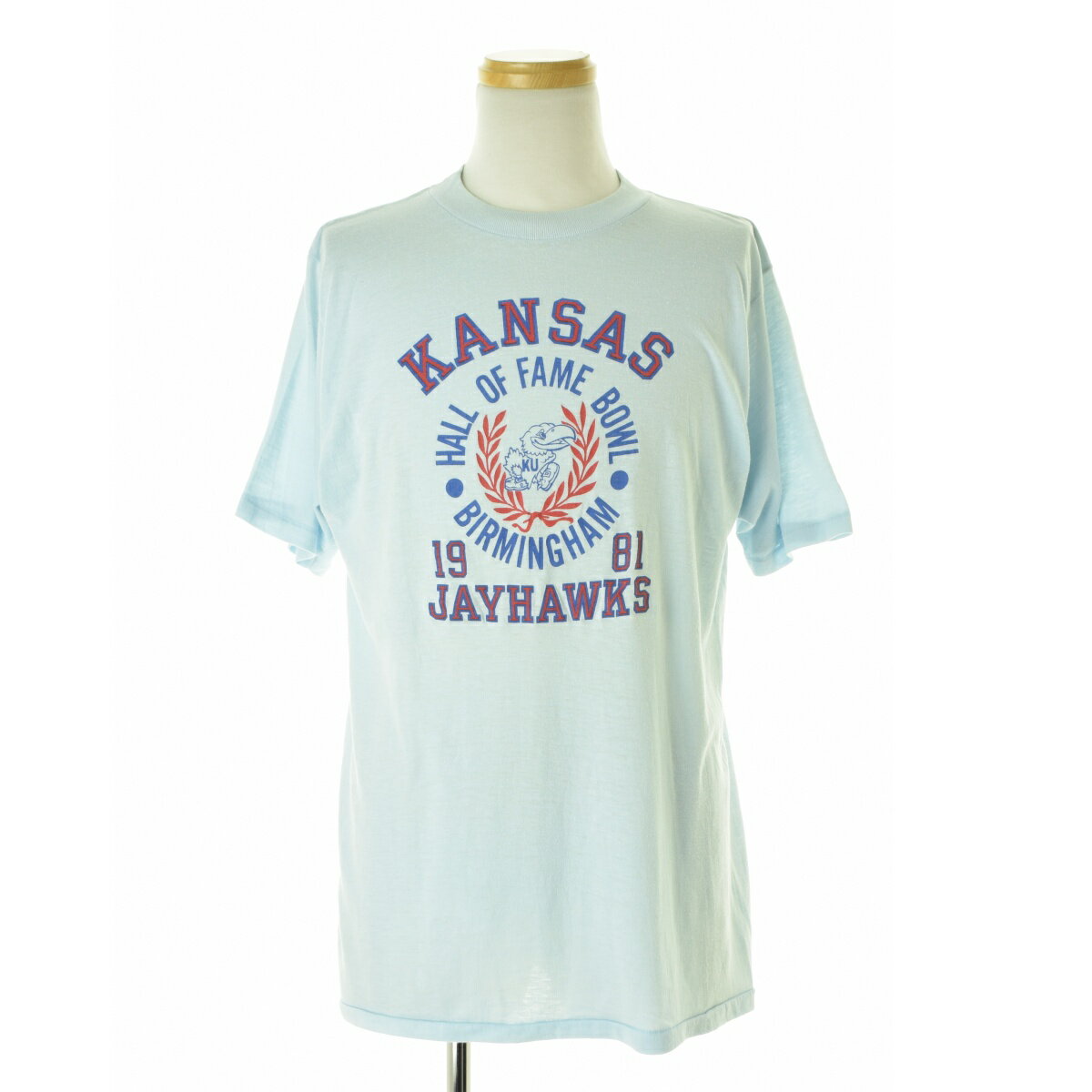 【中古】COLLEGIATE PACIFIC80s USA製 KANSAS プリント半袖Tシャツ【cacfbaaf-m】