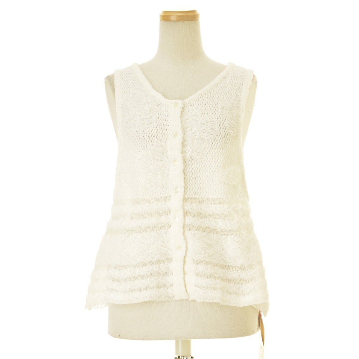 【中古】l'atelier du savon / アトリエ ドゥ サボン25SS 73-01-KN-001-25-1 チュール編みこみ お花のベストノースリーブニット【cacgacce-l】