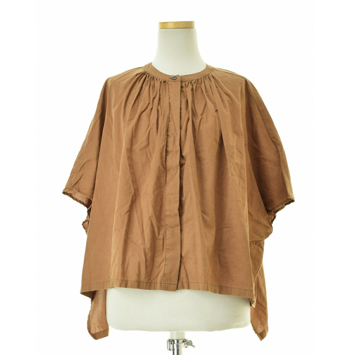 【中古】atelier naruse / アトリエ ナルセna-F02052 cotton lyocell band-collar blouse五分袖ブラウス【送料無料】【cacfbbbc-l】